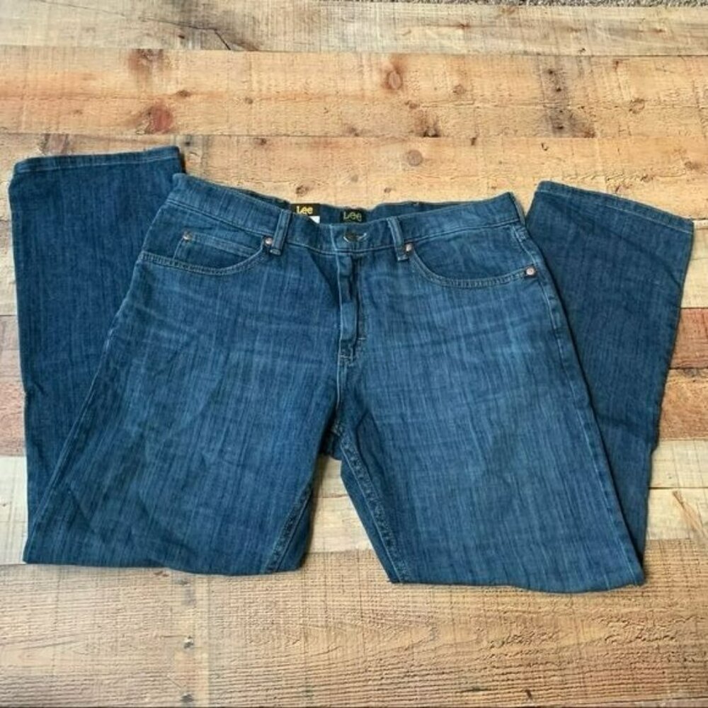 Lee mens size 34x29 regular fit straight leg Lenox stretch denim jeans